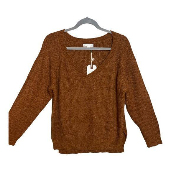 Day‎ to Day Blu Pepper Chocolate Brown V-Neck Sweater Size M NWT - Picture 2 of 8
